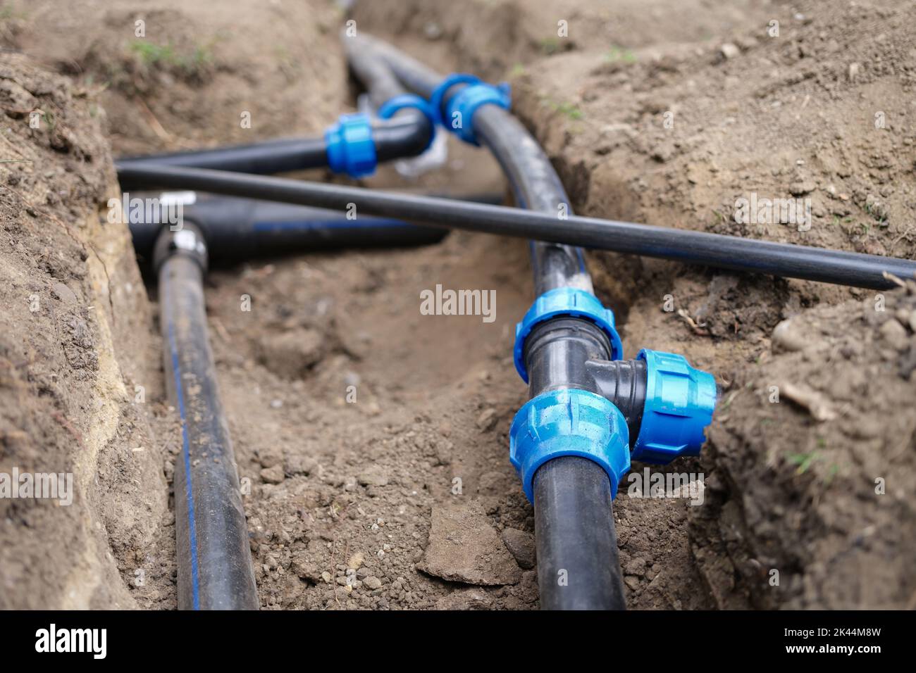Black plastic pipes for irrigation in country Stock Photo Alamy