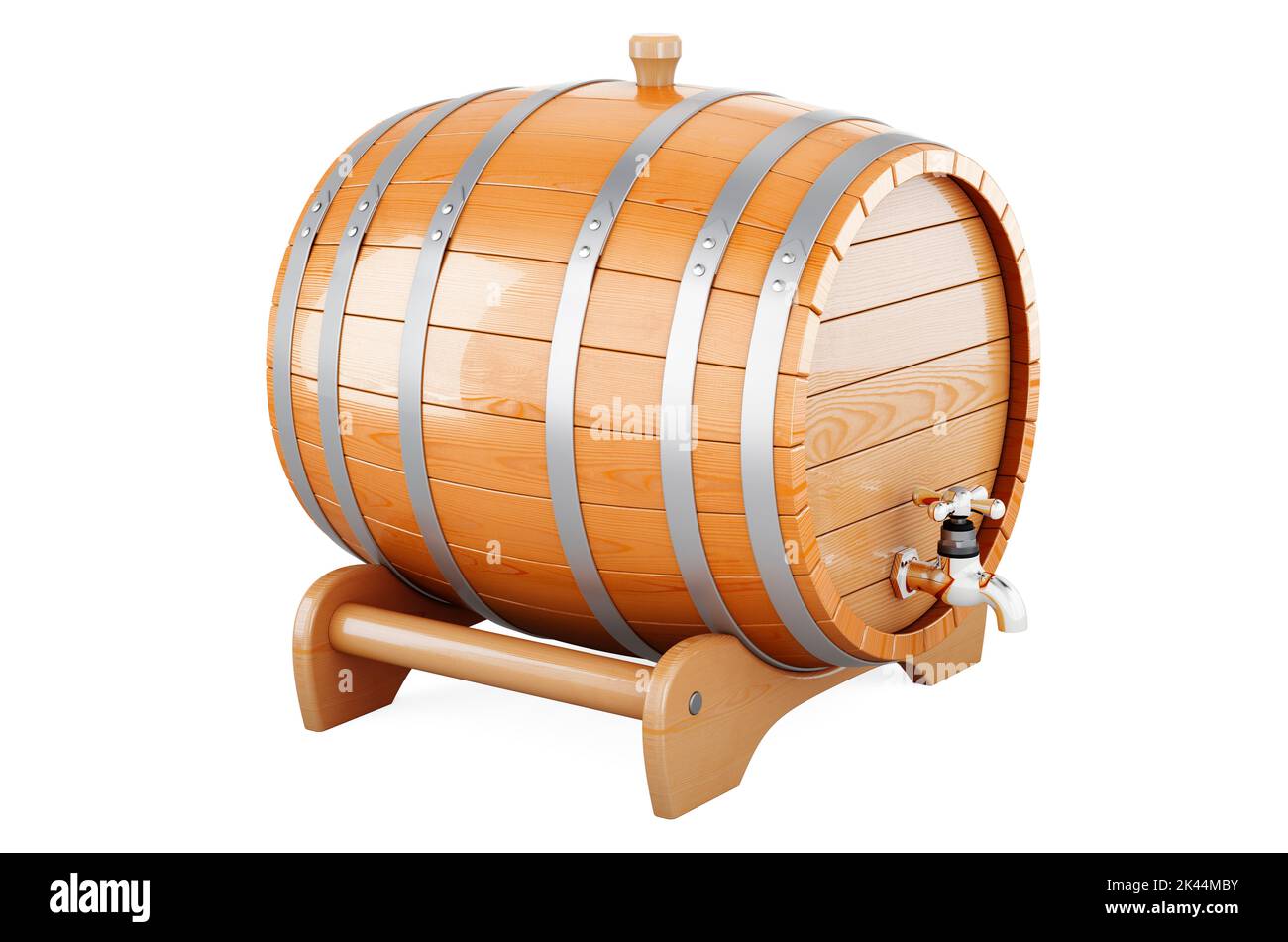 Wooden Barrel With Valve And Stand 3D Rendering Isolated On White wooden-barrel-with-valve-and-stand-3d-rendering-isolated-on-white