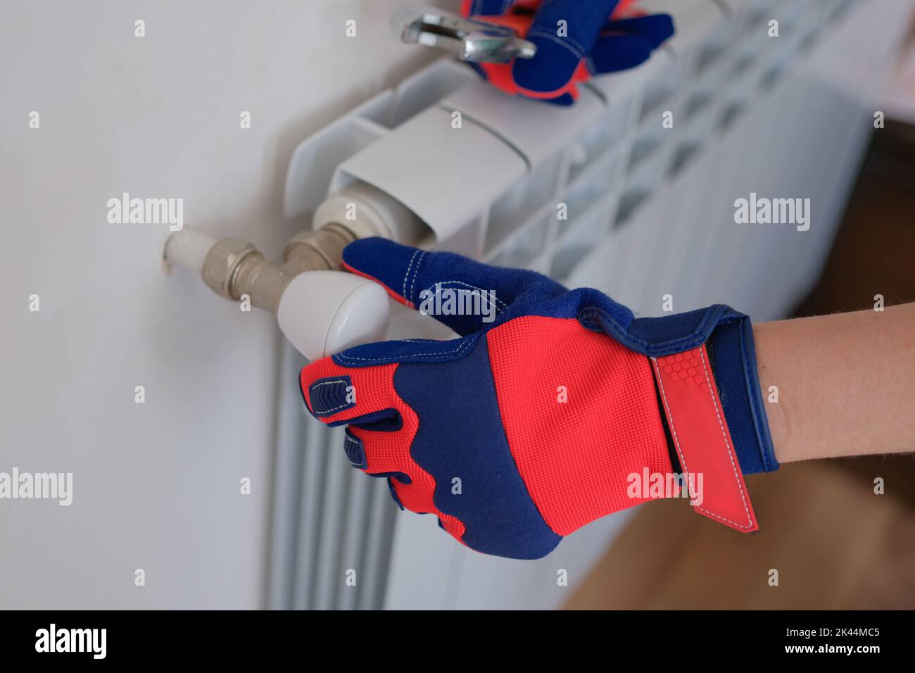 Closeup of heating radiator valve for comfortable temperature control ...