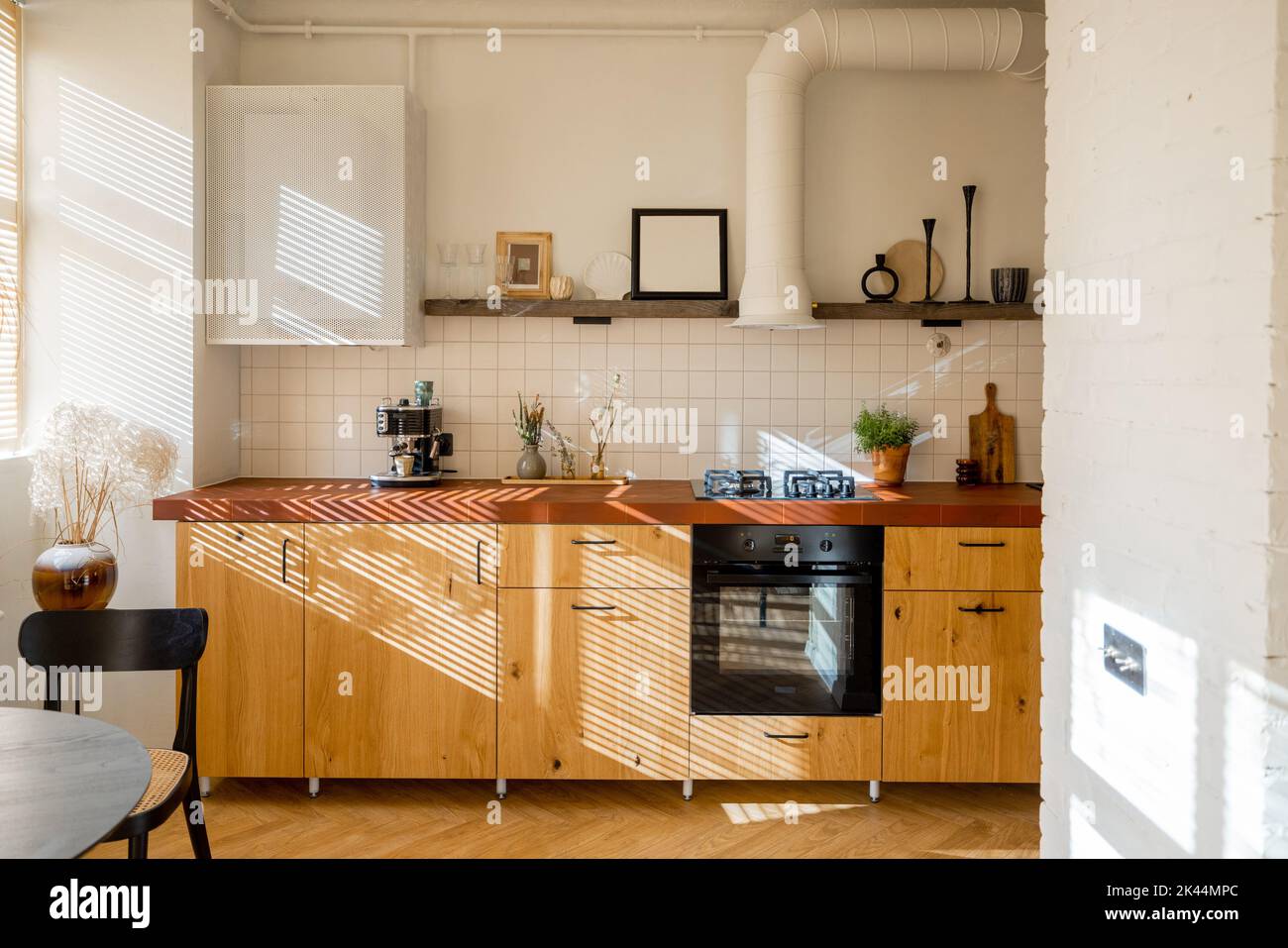 Beautiful kitchen of stylish apartment Stock Photo