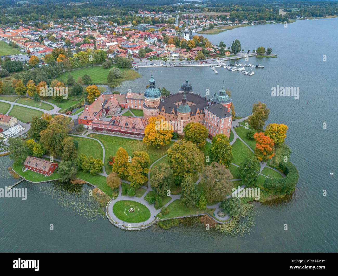 Aerial view of Swedish 16 th century Gripsholm castle located in