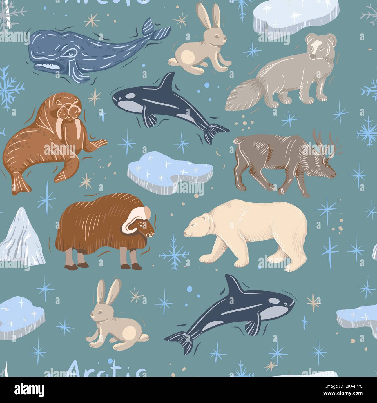 arctic animals nature wild world cold north cute cartoon ice snowflake ...