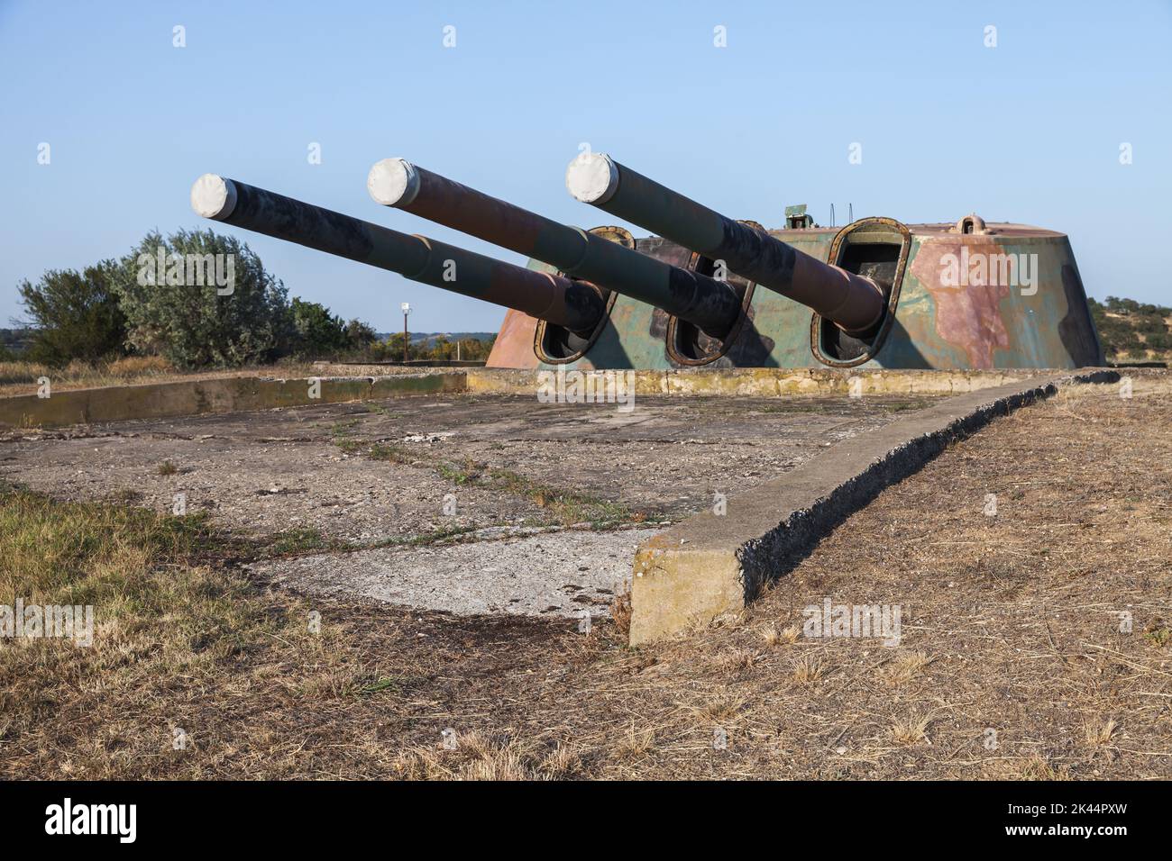 Triple gun of the armored battery 30, Soviet military unit which was important in the defense of Sevastopol 1941-1942 during WWII Stock Photo