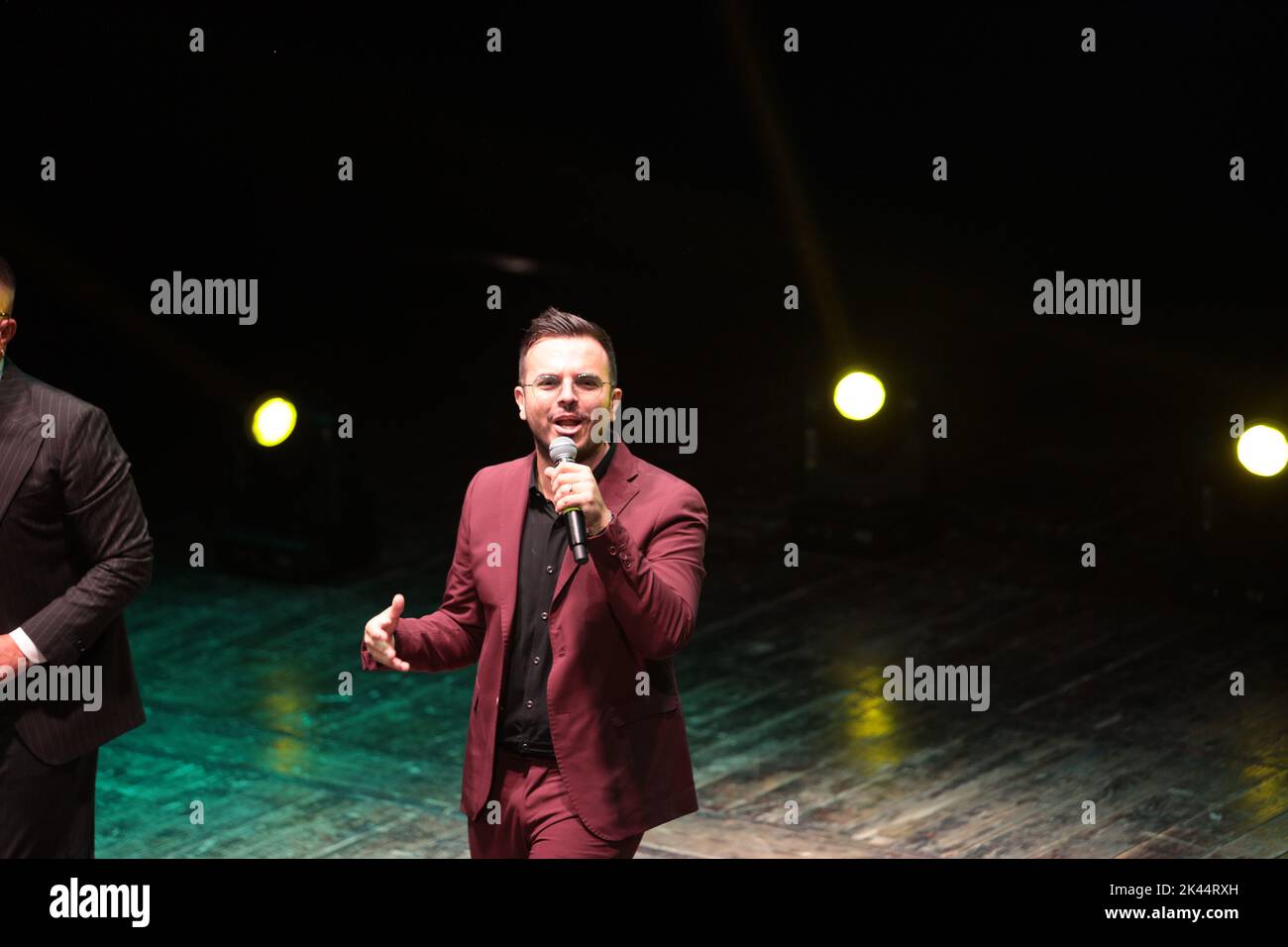 September 27, 2022, naples, Italy: The traditional event of the San Gennaro prize was held at the San Ferdinando Theater. Every year Gianni Simioli has collected all the Neapolitan artists by delivering the San Gennaro prize and making them exhibit between singing, acting and culture. Joining him in the presentation was Franco Ricciardi and Simona Boo. Among the most anticipated guests 99 Posse, Dries Mertens and Matteo Paolillo, actor of the Netflix TV series ''Mare Fuori' (Credit Image: © Ariann Dimicco/Pacific Press via ZUMA Press Wire) Stock Photo