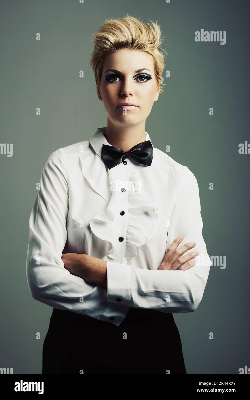 Women wearing a shirt and tie hi-res stock photography and images - Alamy