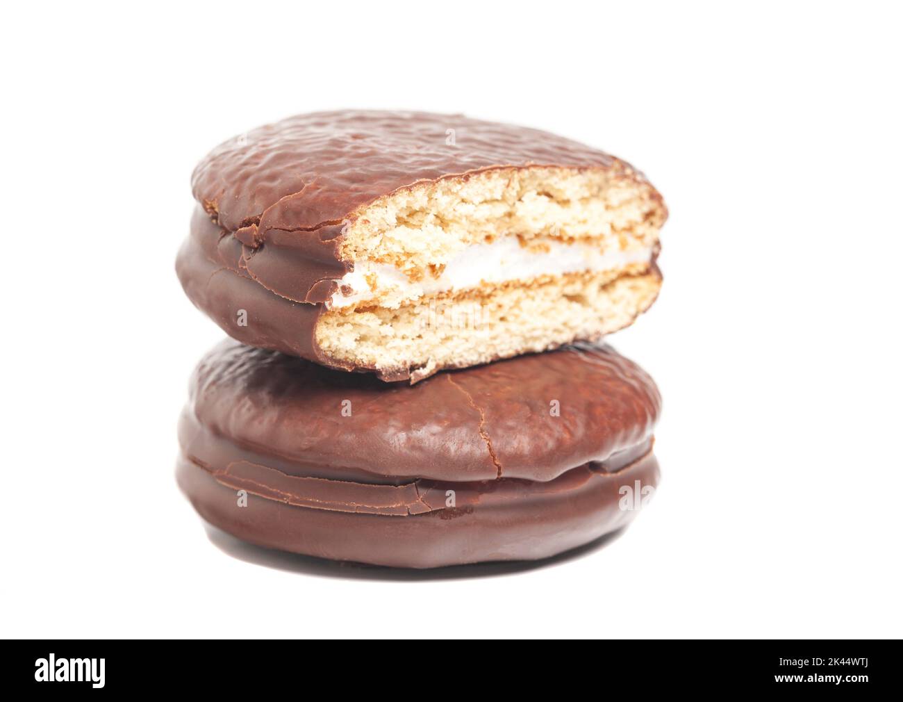 sponge cake with souffle in chocolate glaze Stock Photo Alamy