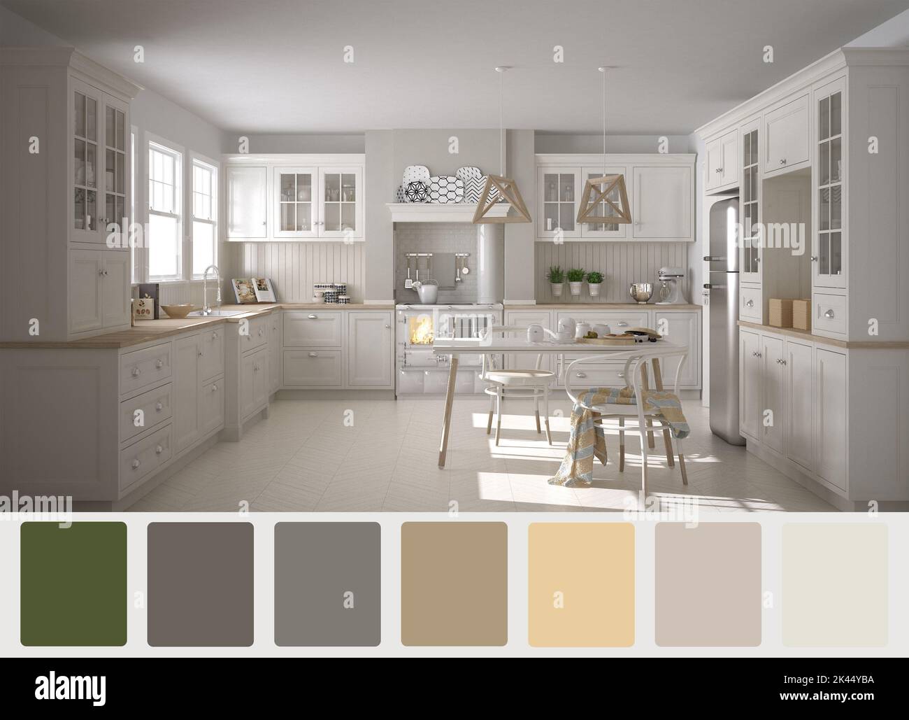 Interior design scene with palette color. Different colors and patterns ...