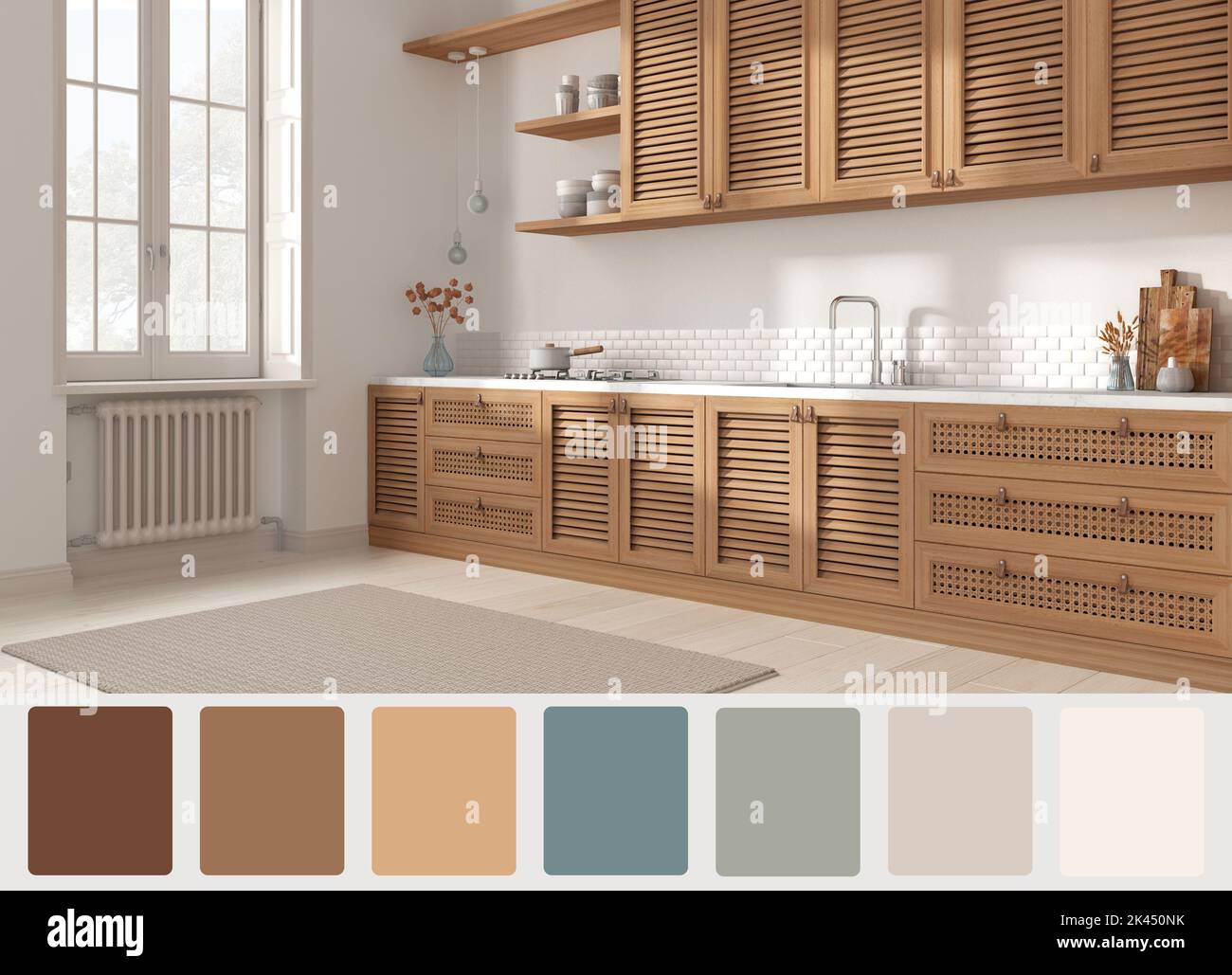 Interior design scene with palette color. Different colors and patterns ...