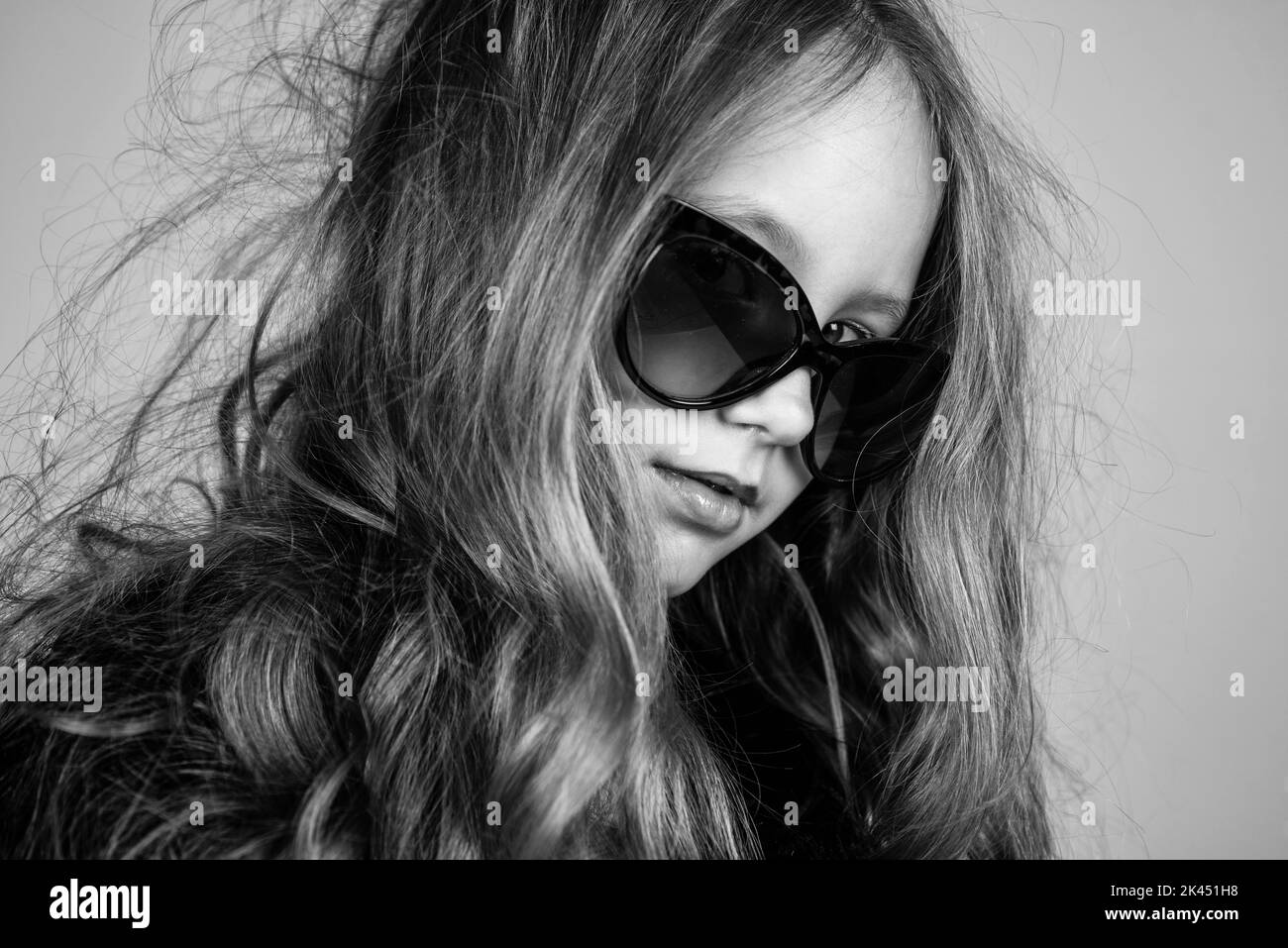 looking so cool. seasonal fall fashion look. teenage girl in sunglasses. happy childhood. Stock Photo