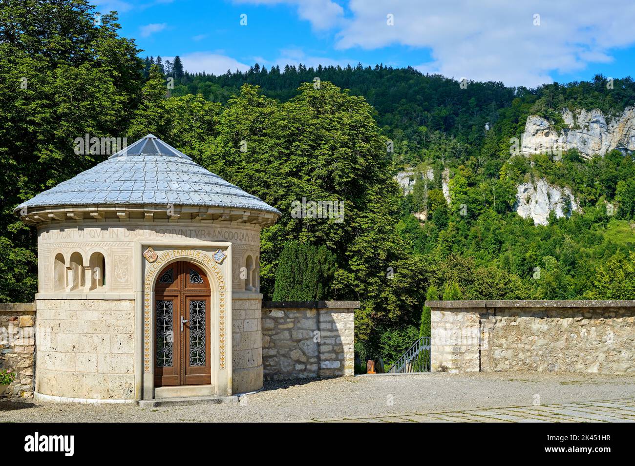 Haber Family burial site on the forecourt of the monastic church of the Archabbey of St. Martin of Beuron Benedictine Monastery, Germany. Stock Photo