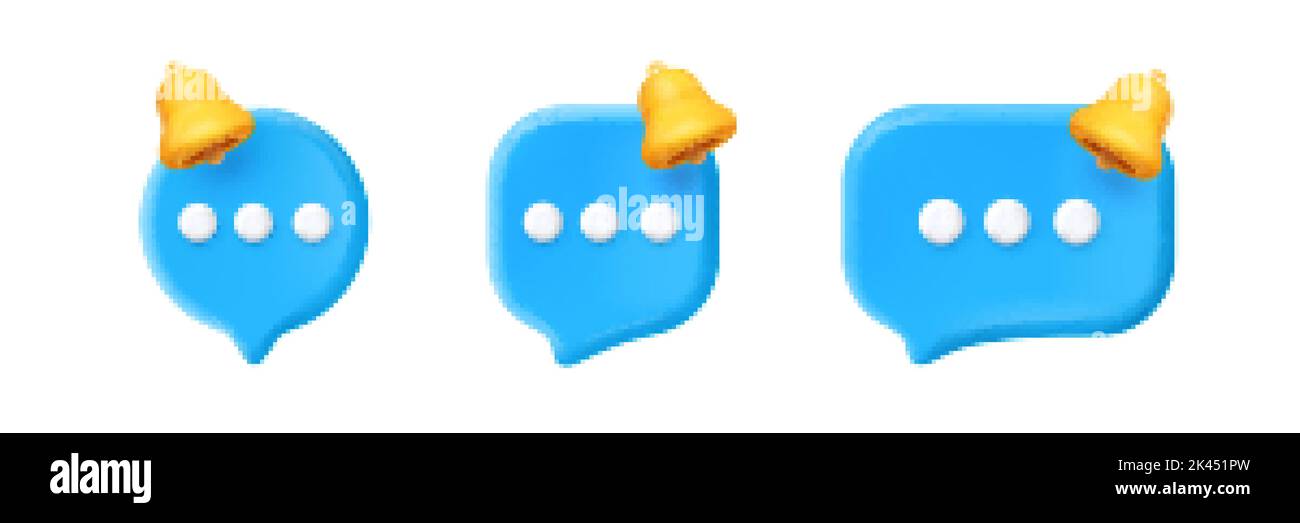 3d render notification speech bubbles with bells, isolated news and