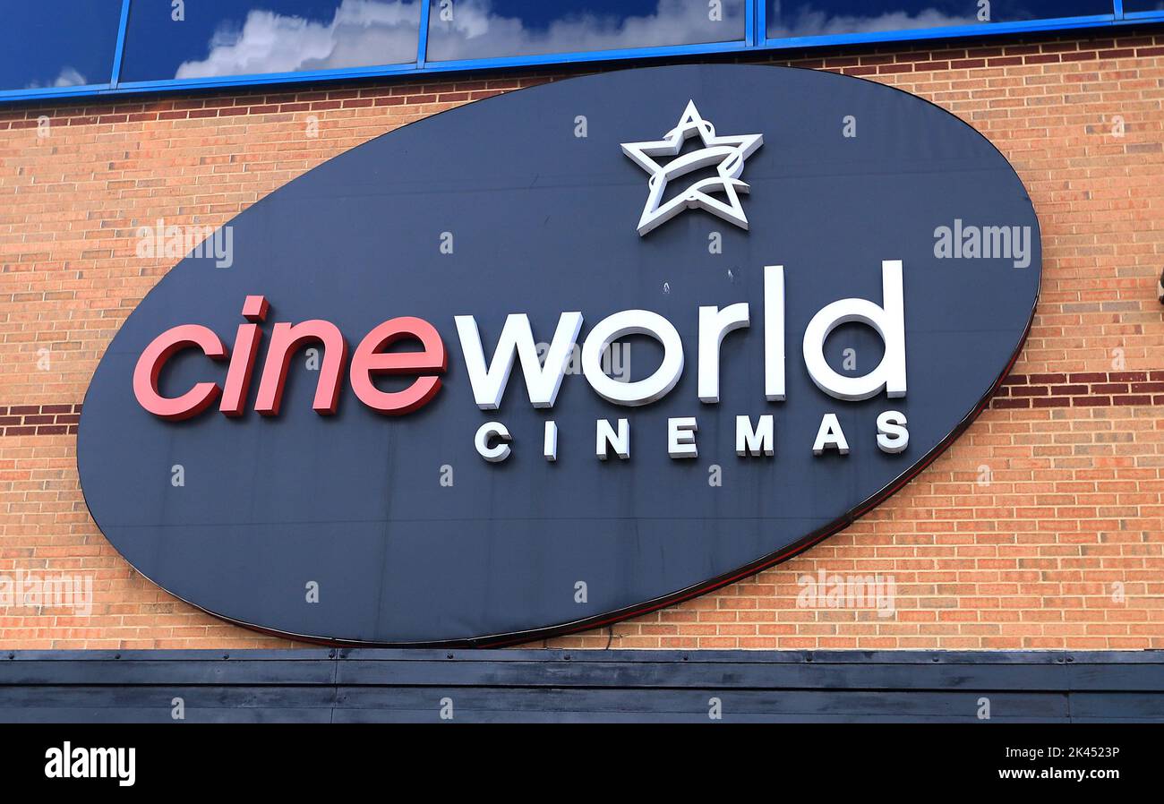 File photo dated 18/06/2020 of a Cineworld cinemas sign. Troubled cinema chain Cineworld revealed that its cash reserves shrank by almost two-thirds over the first half of this year as it warned over weak admissions. The debt-laden business told investors that audiences are set to remain below pre-Covid levels for at least the next two years as it reported worse-than-expected trade over the past quarter. Issue date: Friday September 30, 2022. Stock Photo