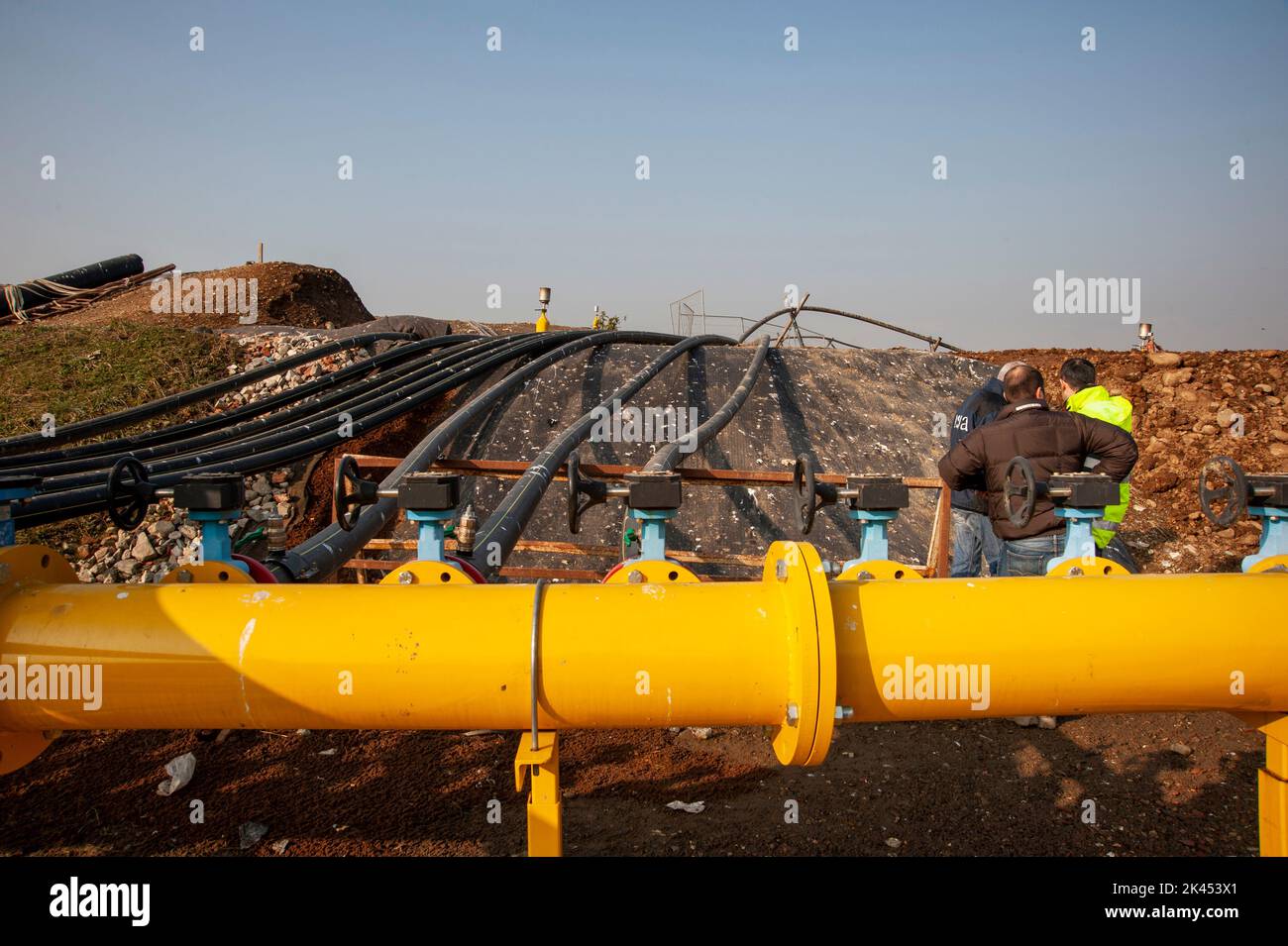 Gas production and distribution pipes. Gas pipeline and methane