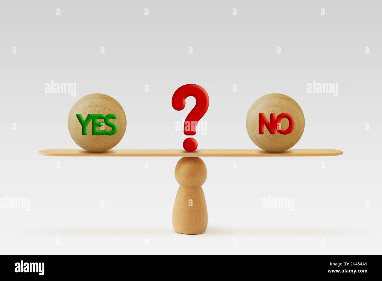 Balance scale with words yes and no - Concept of Yes or No choice Stock Photo