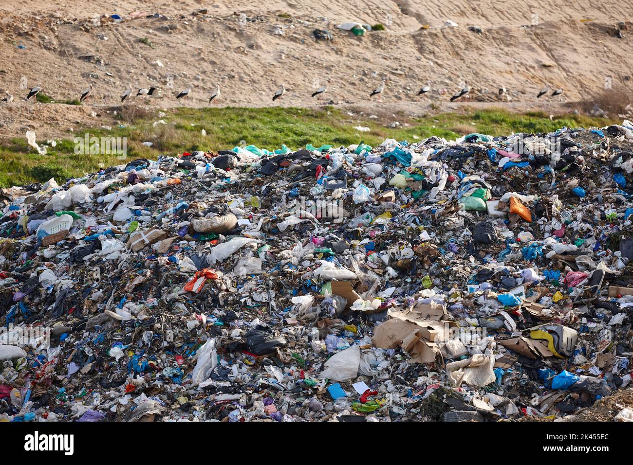 Open air garbage dump. Plastic pollution. Recycling junk. Consumerism
