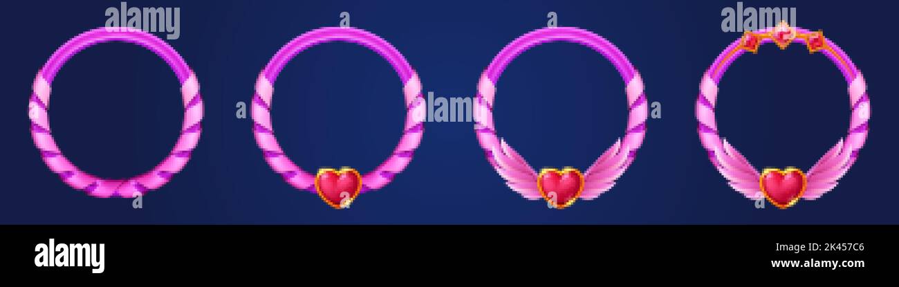 Romantic pink ranking frames for game avatars. Ui elements, empty ...