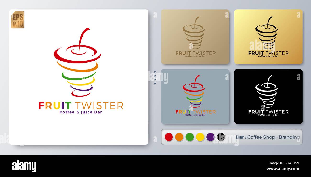 FRUIT twister vector illustration Logo minimal design. Blank name for insert your Branding. Designed with examples for all kinds of applications. You Stock Vector