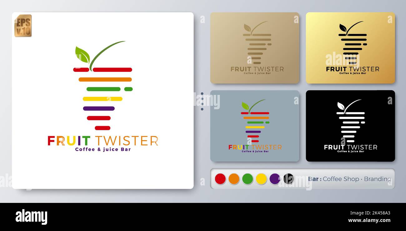 FRUIT twister vector illustration Logo minimal design. Blank name for insert your Branding. Designed with examples for all kinds of applications. You Stock Vector