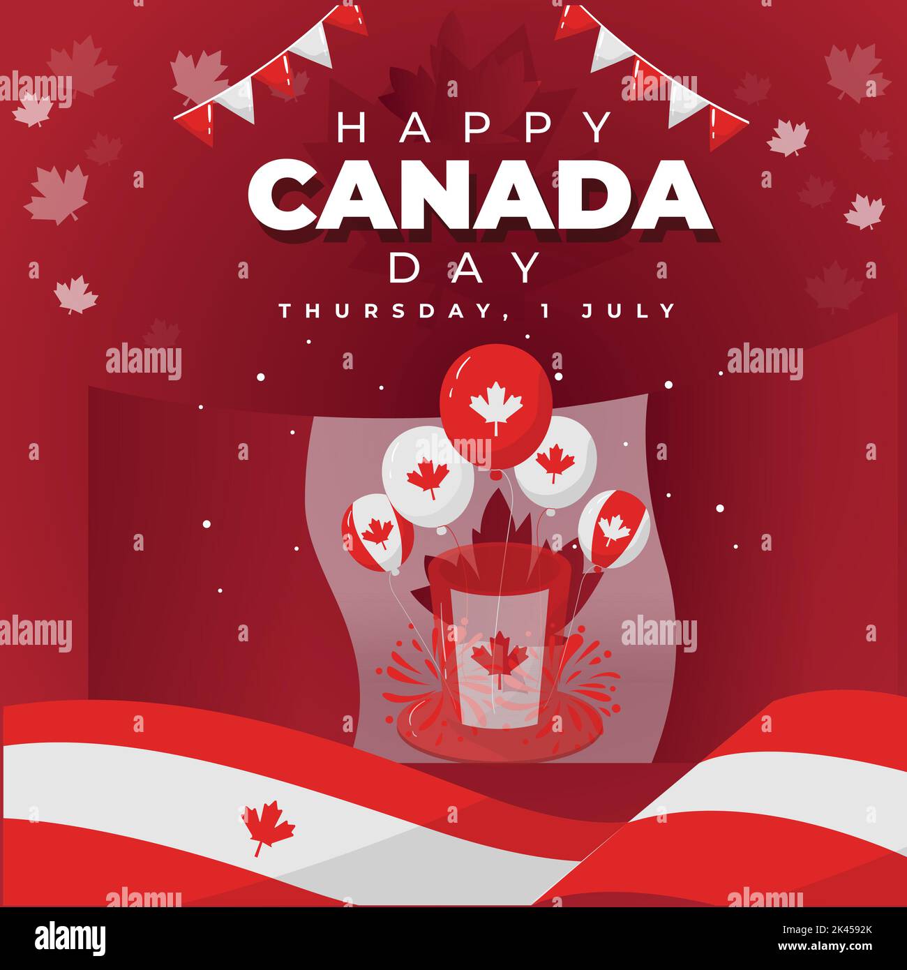 A vector design of Happy Canada day with Canadian flag for celebrating national day Stock Vector 