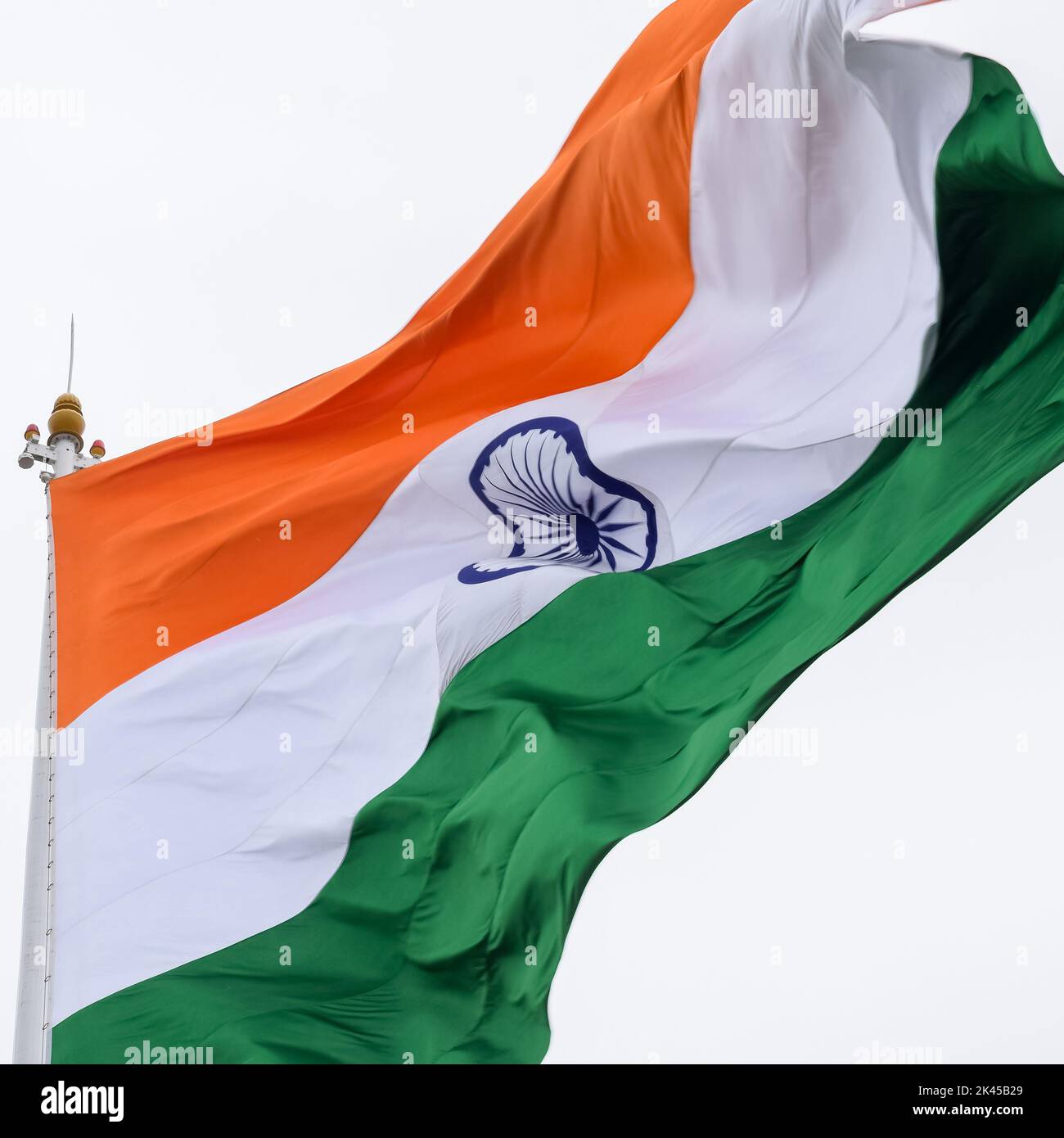 India flag flying high at Connaught Place with pride in blue sky, India ...