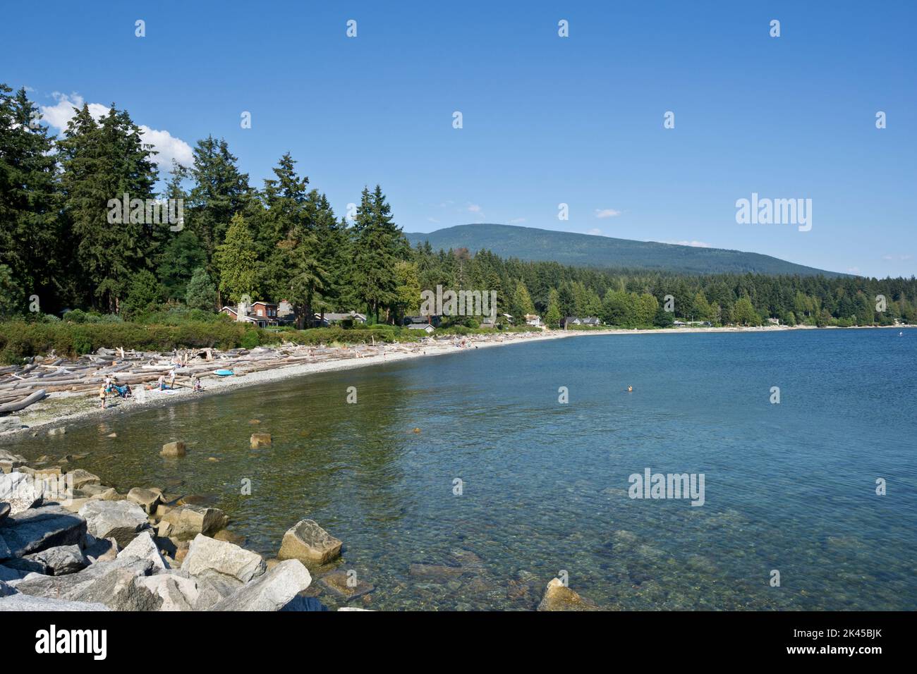 Beautiful shoreline in Roberts Creek, BC, Canada, on the Sunshine Coast. Stock Photo