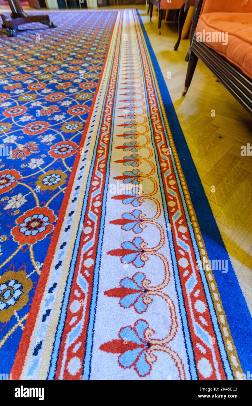 Heavily patterned carpet in a Victorian building Stock Photo Alamy