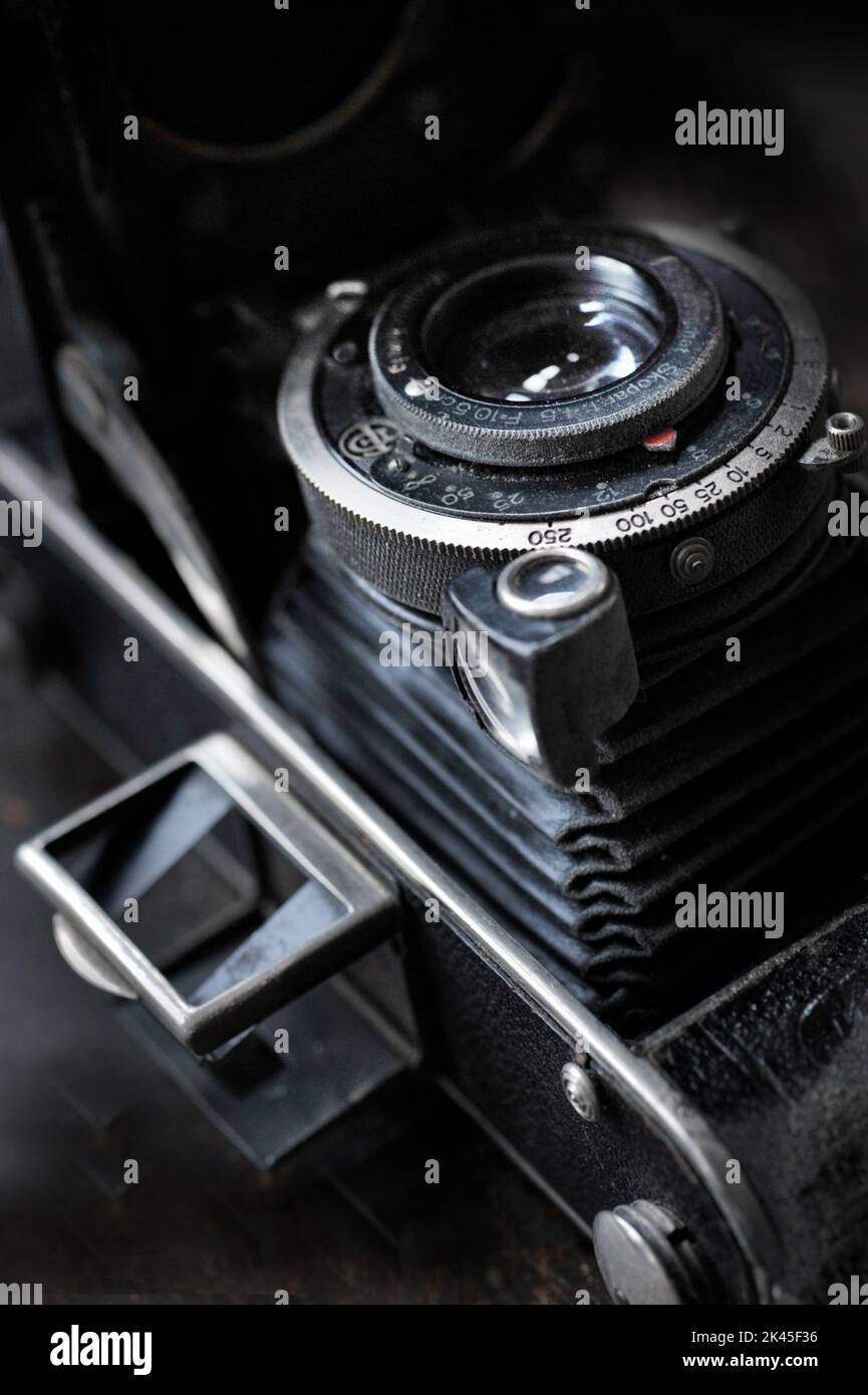 old fashioned vintage bellows film camera Stock Photo