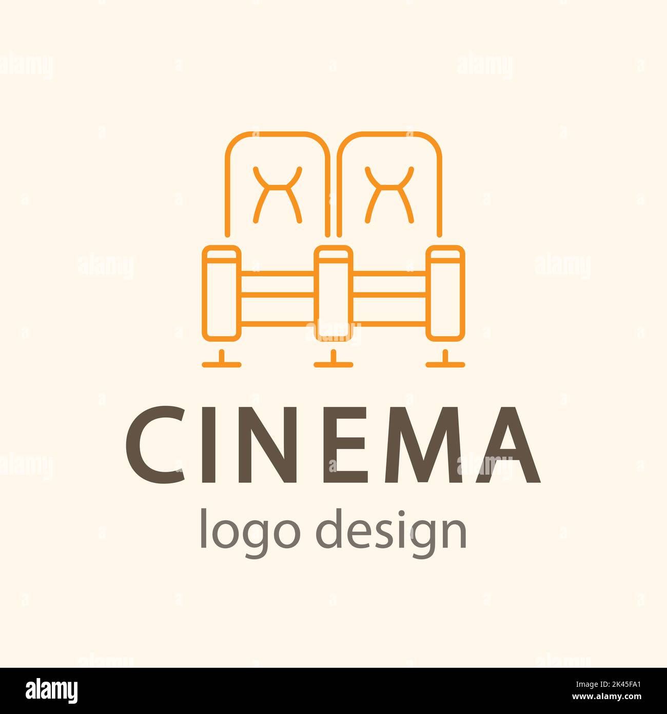 Cinema logo. Line art Minimalistic Vector emblem template Stock Vector