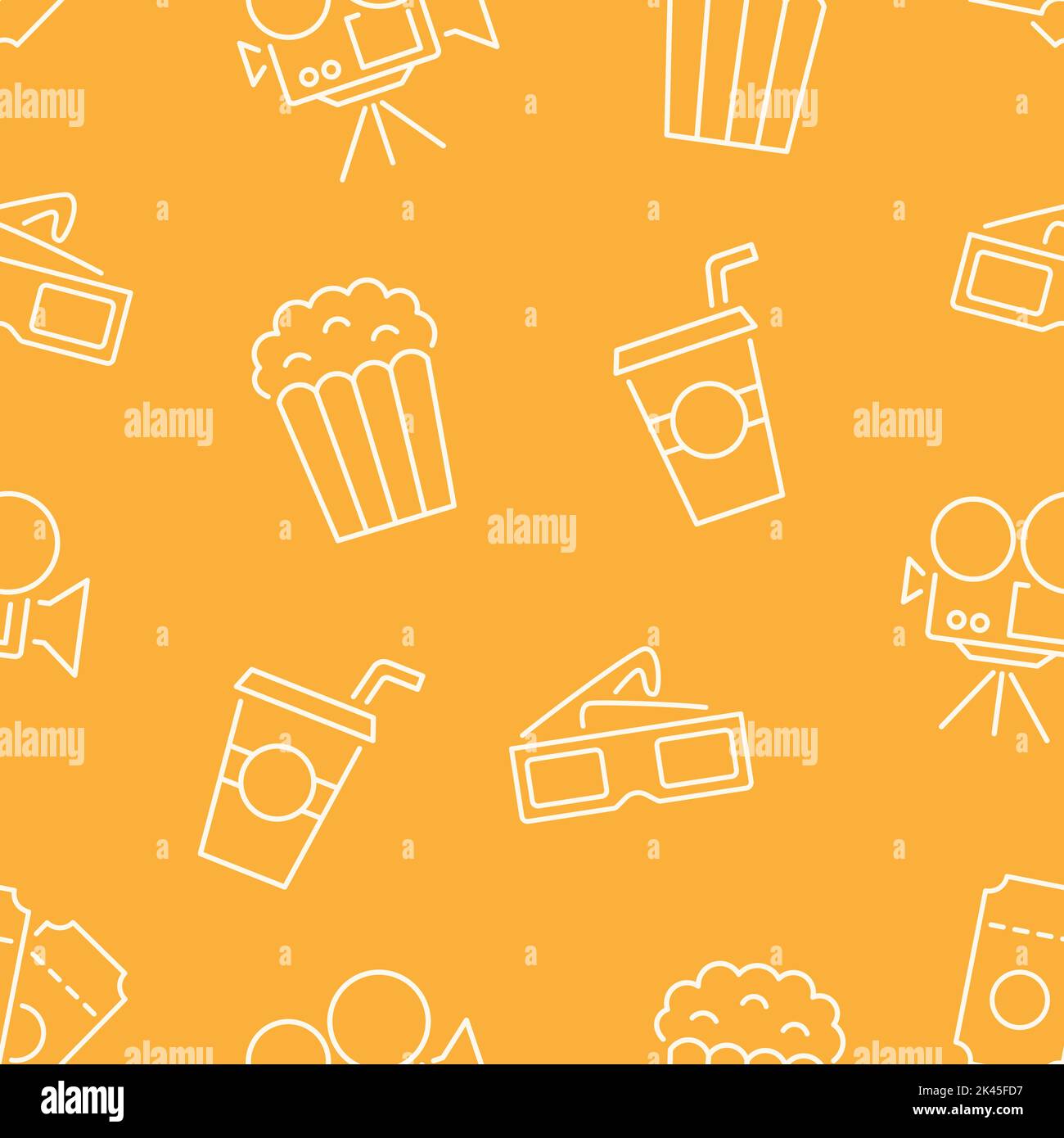 Cinema seamless pattern with icons Stock Vector