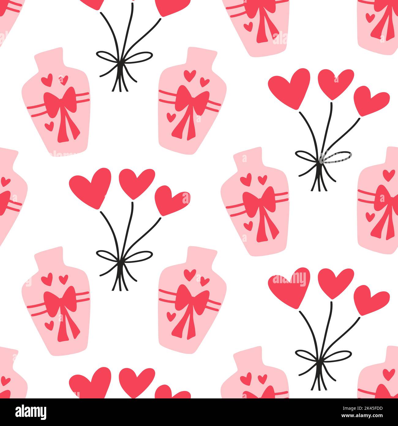 Valentines hearts balloons seamless Stock Vector Images - Alamy