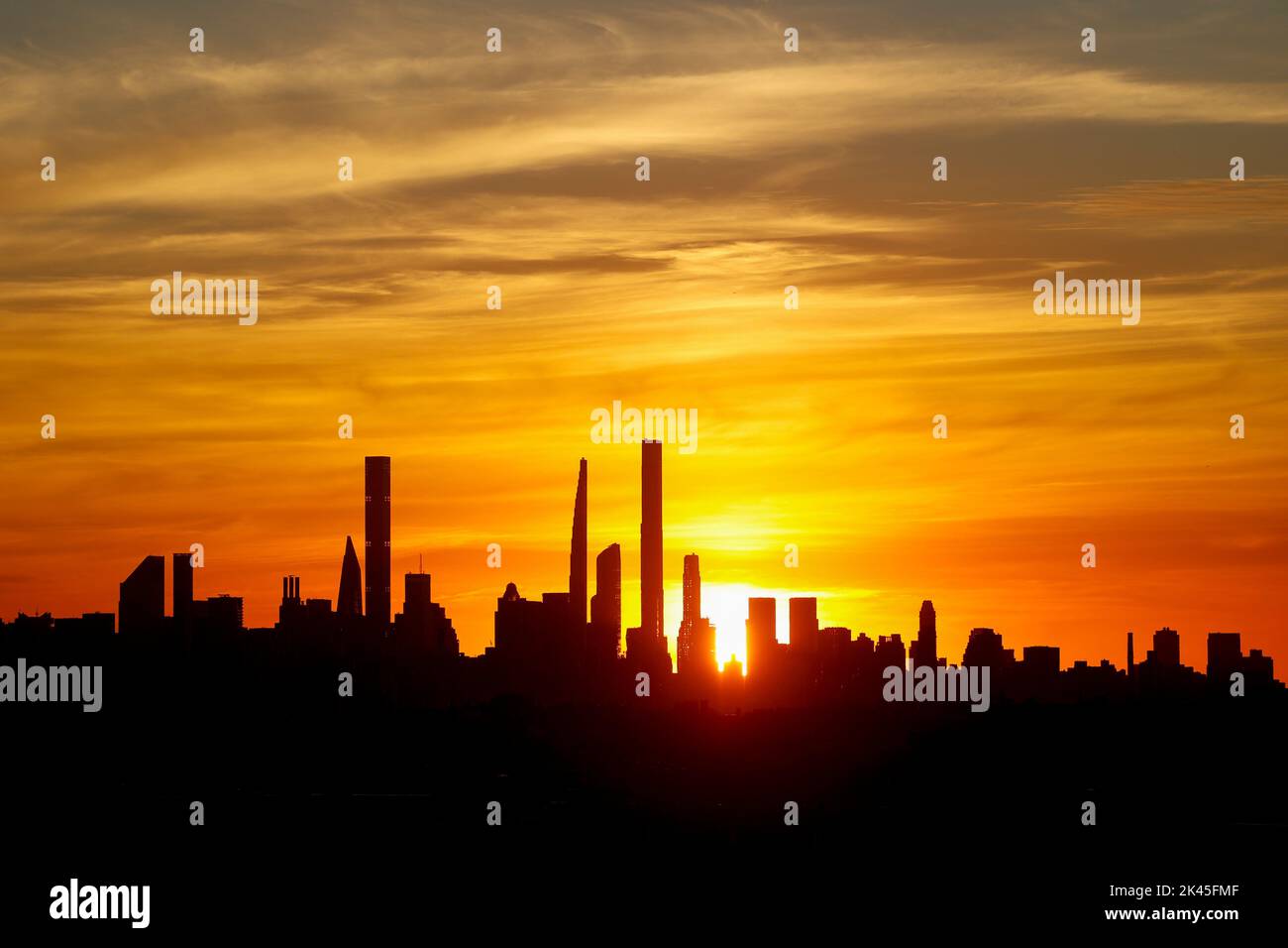 Spectacular Manhattan sunset, New York, USA,, Stock Photo
