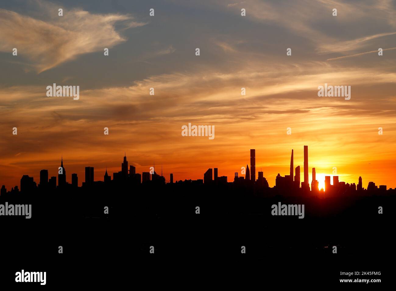 Spectacular Manhattan sunset, New York, USA, Stock Photo