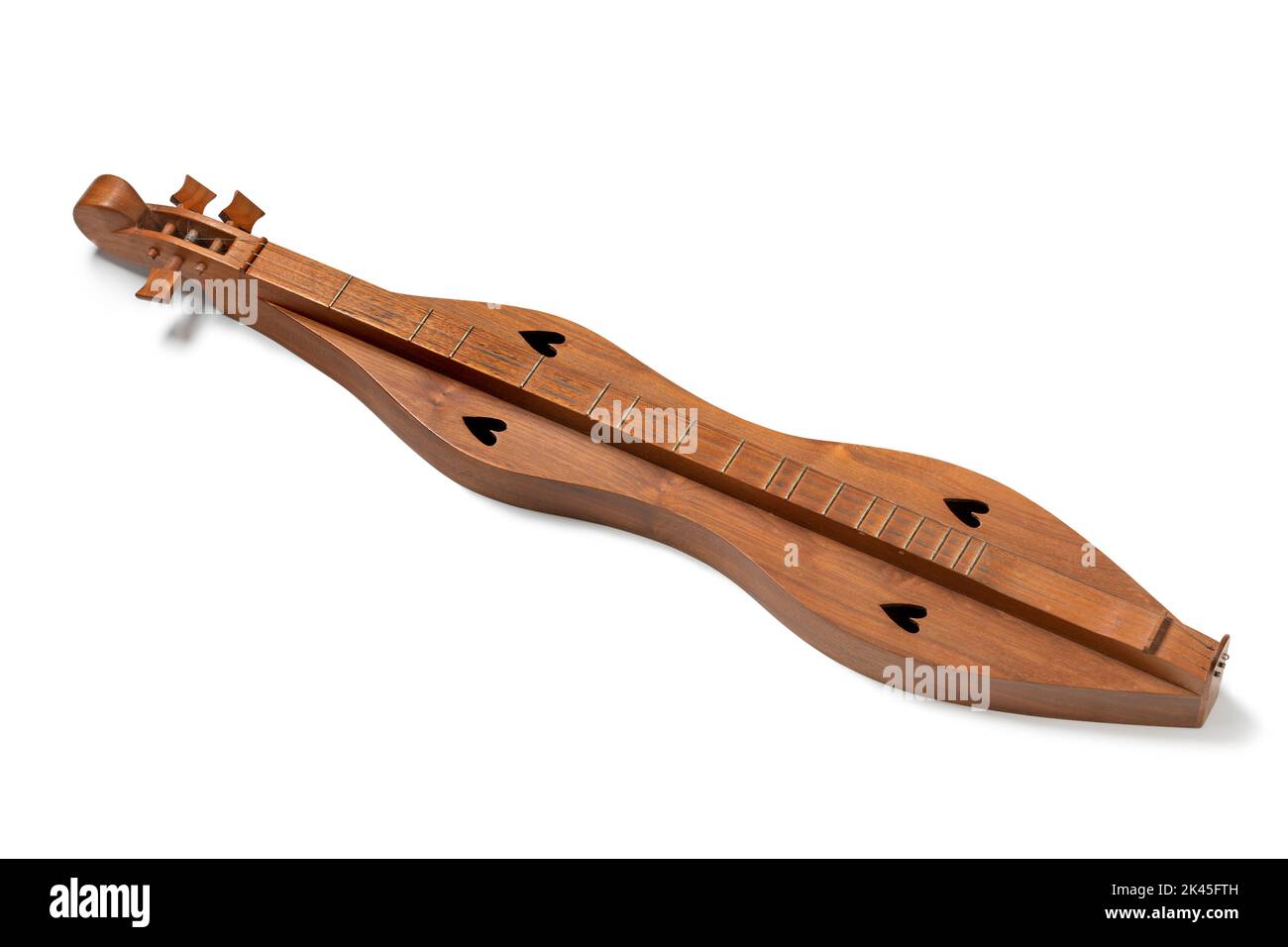 Traditional Appalachian mountain Dulcimer isolated on white background Stock Photo