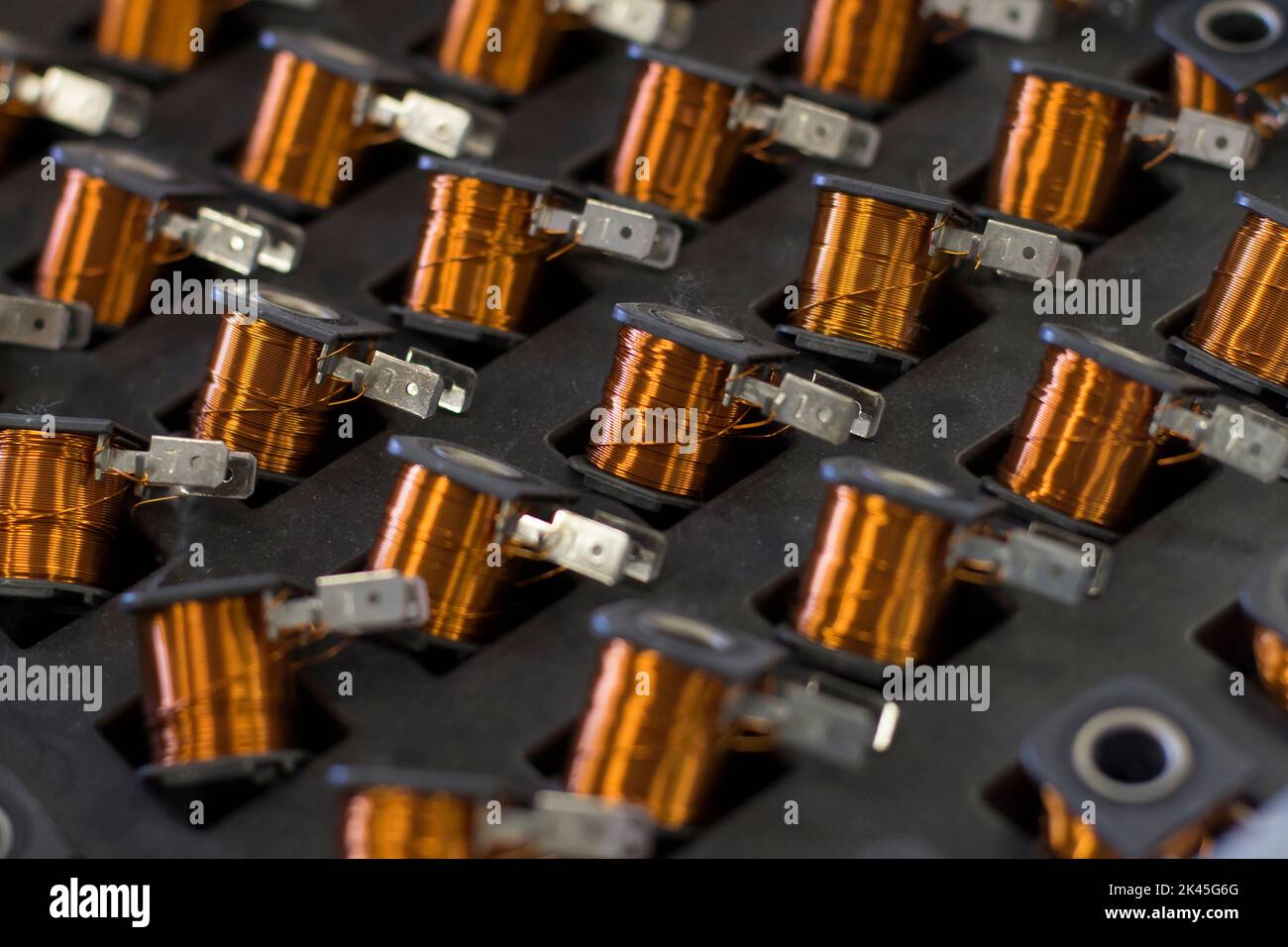 Close up on industrial coils made of copper Stock Photo Alamy