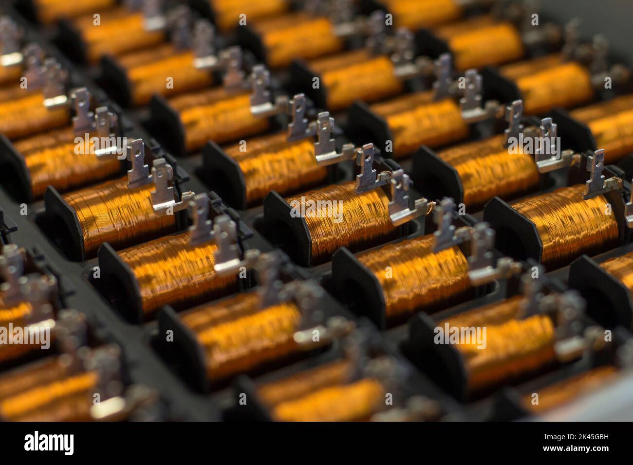 Close up on industrial coils made of copper Stock Photo Alamy