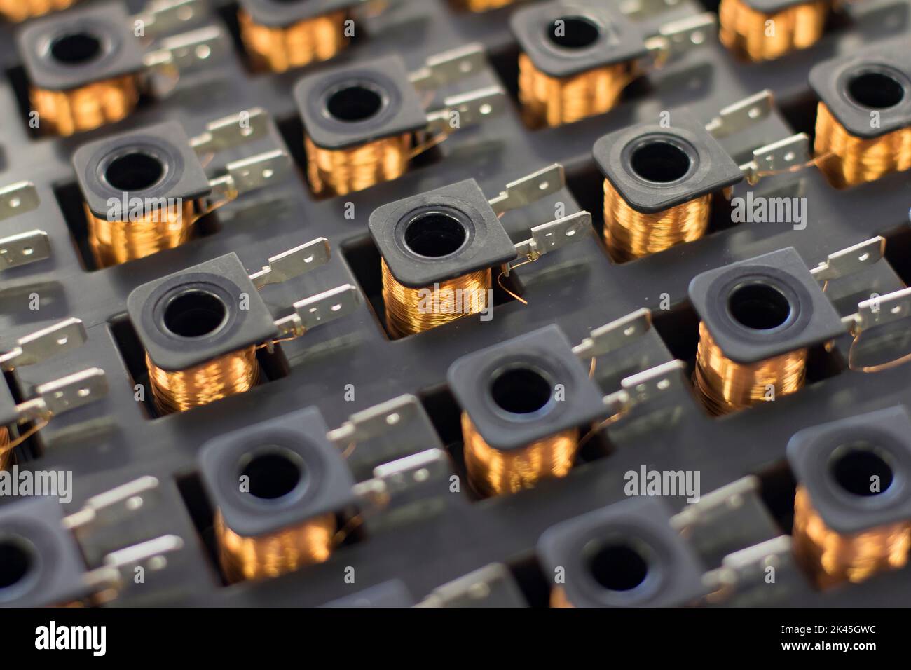 Close up on industrial coils made of copper Stock Photo Alamy
