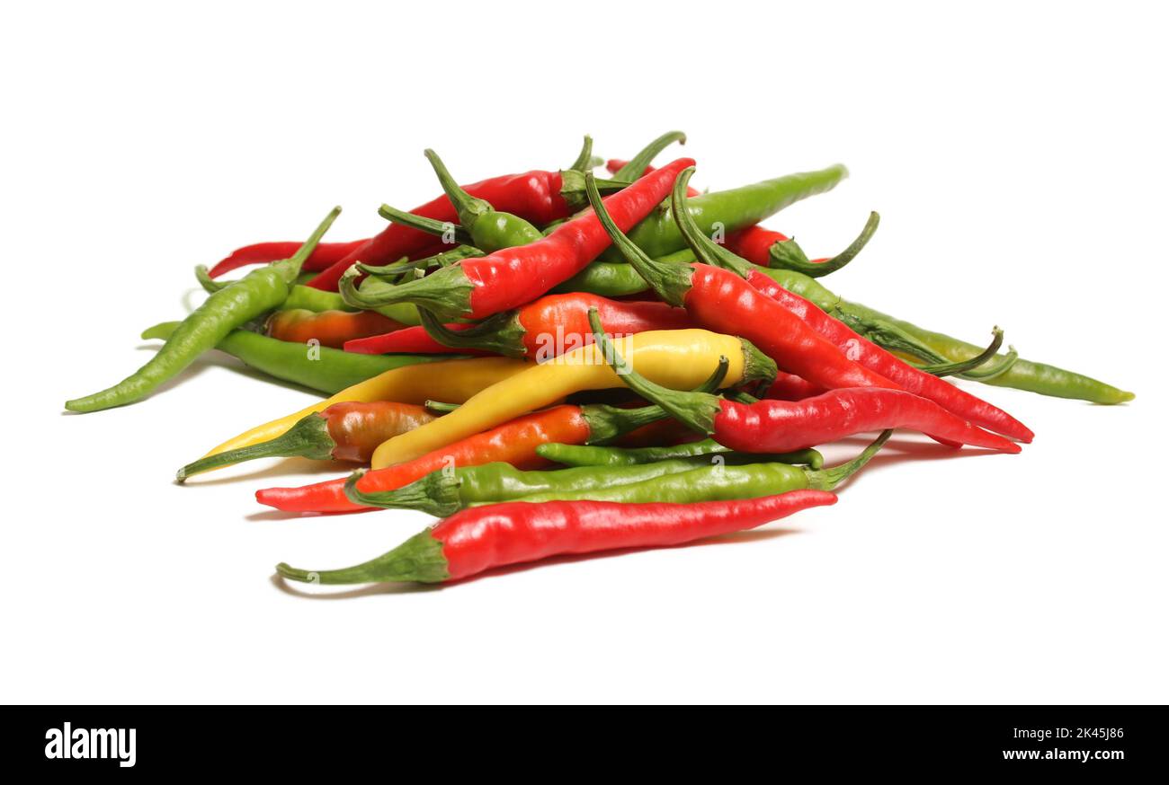 Mixed Color Fresh Cayenne Peppers Isolated on White Stock Photo Alamy