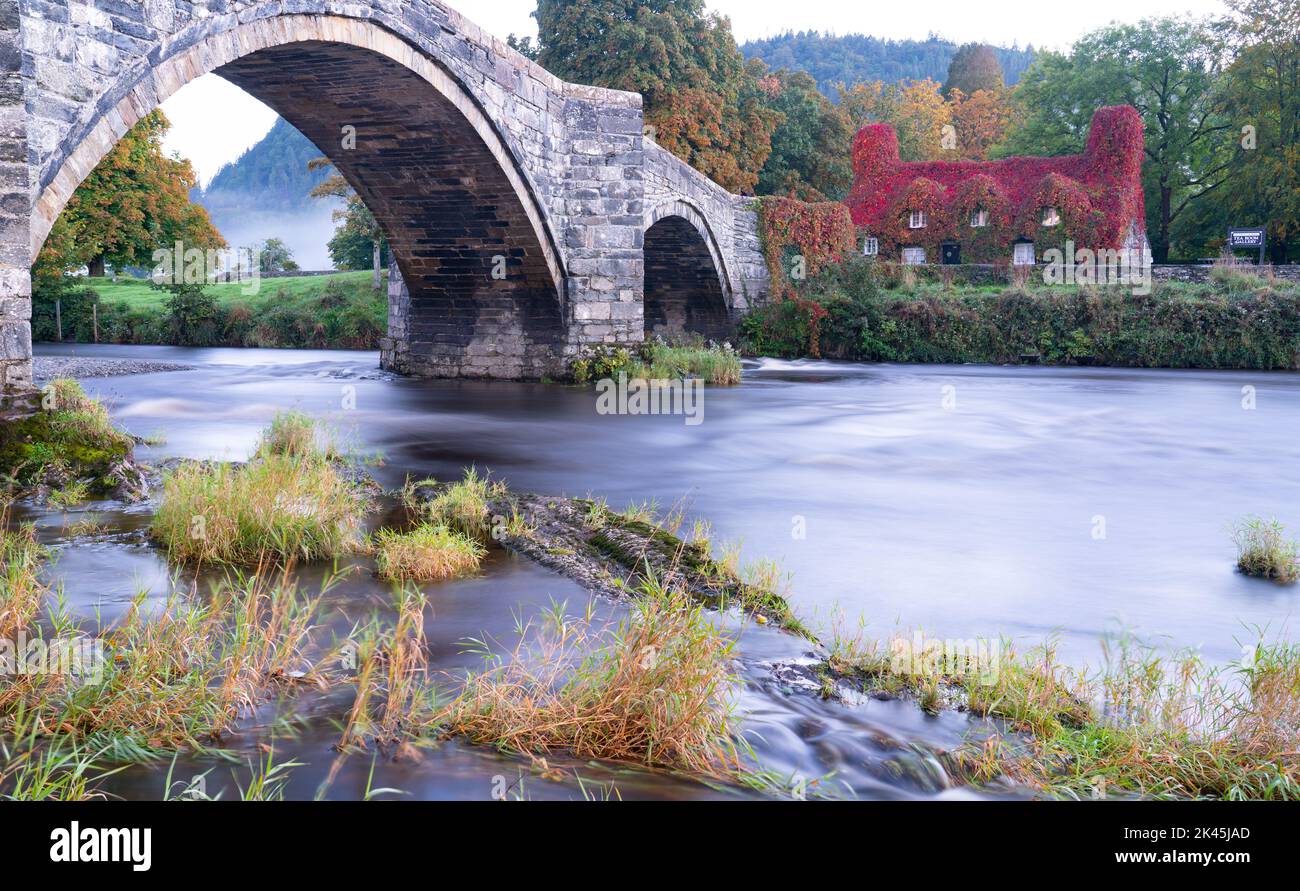 Tu Hwnt I'r Afon Tea Rooms on the River Conwy at Llanrwst, North Wales. Image taken in Speptember 2022. Stock Photo