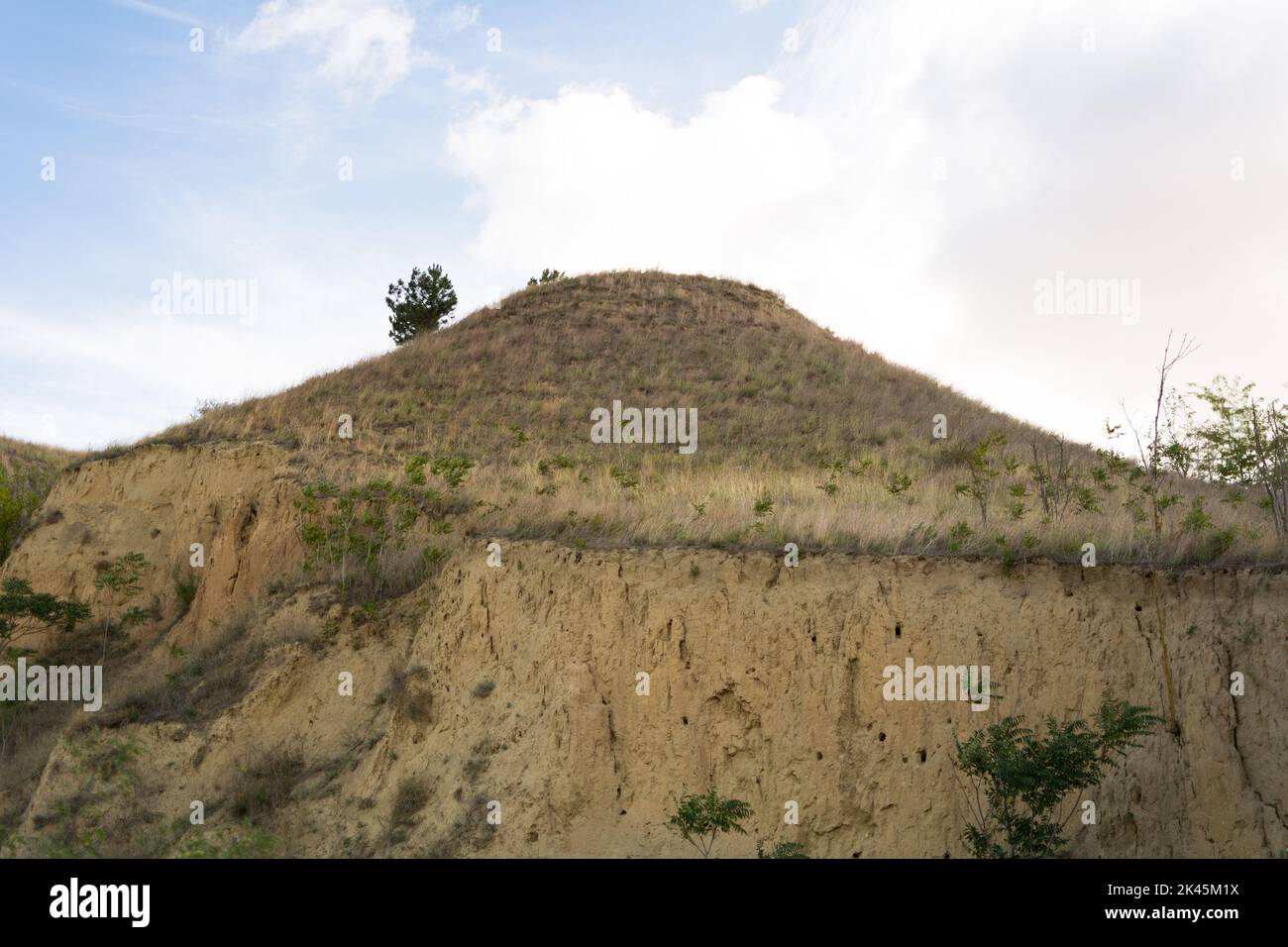 Sand hill slope. Landscapes of Moldova. Sand hills are located near the Prut River in the Cahul region, Moldova Stock Photo