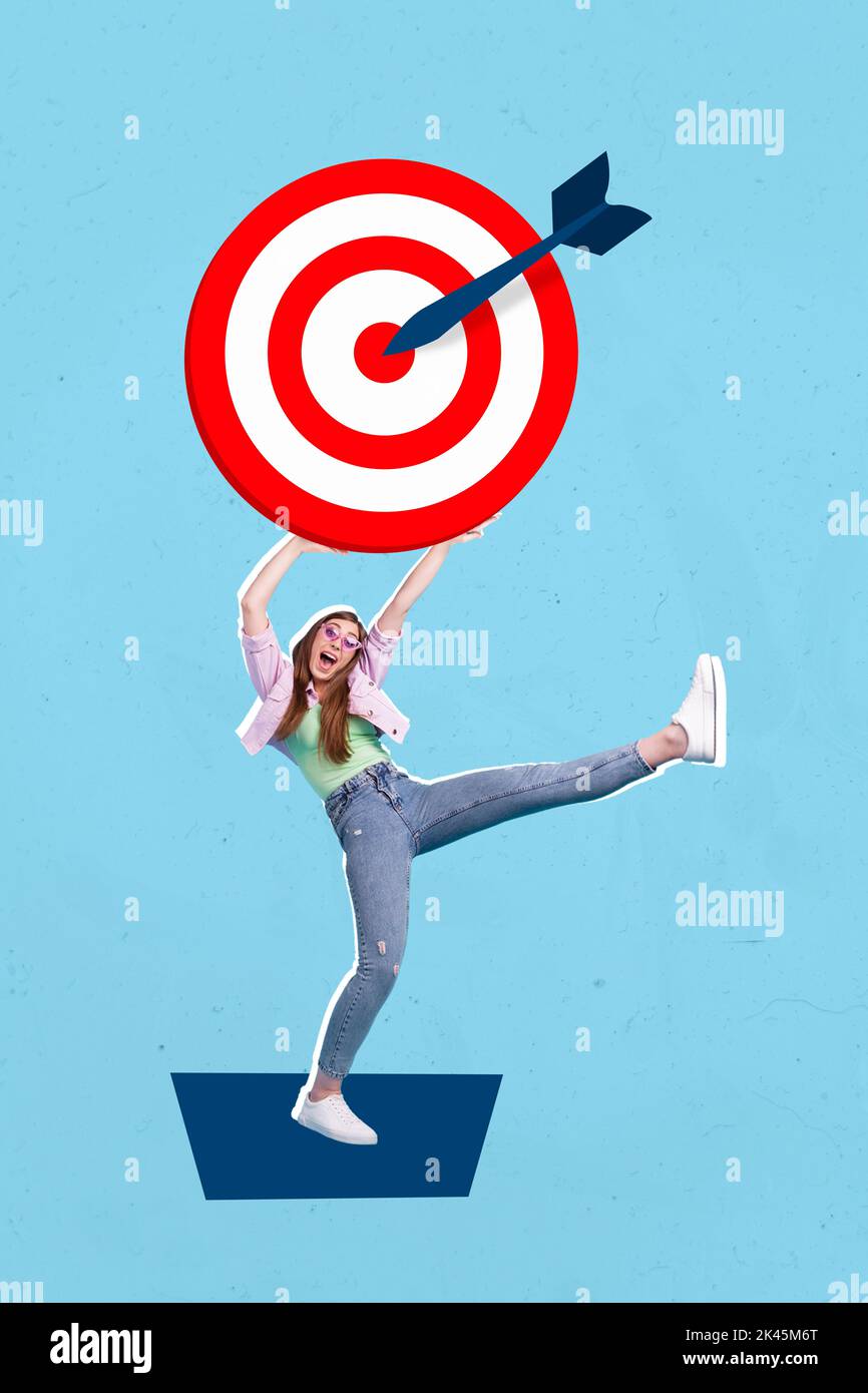 Vertical photo collage illustration of impressed unexpected falling