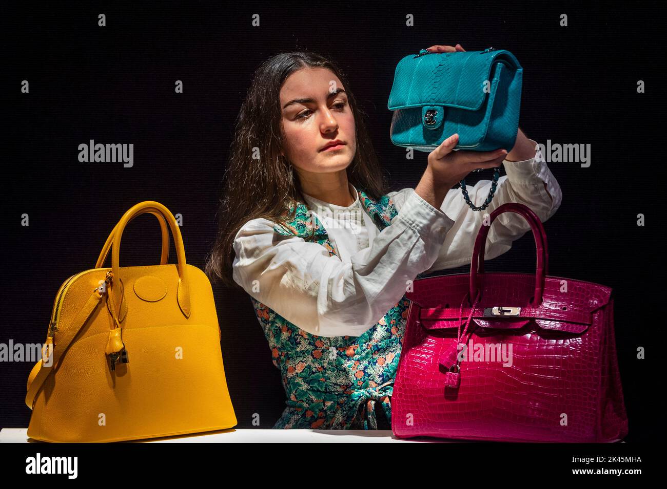 Bonhams, London, UK. 16 April 2021. Designer handbags and travel