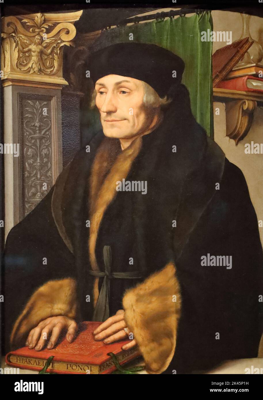 Erasmus by German-Swiss Renaissance painter Hans Holbein the Younger at the National Gallery, London, UK Stock Photo