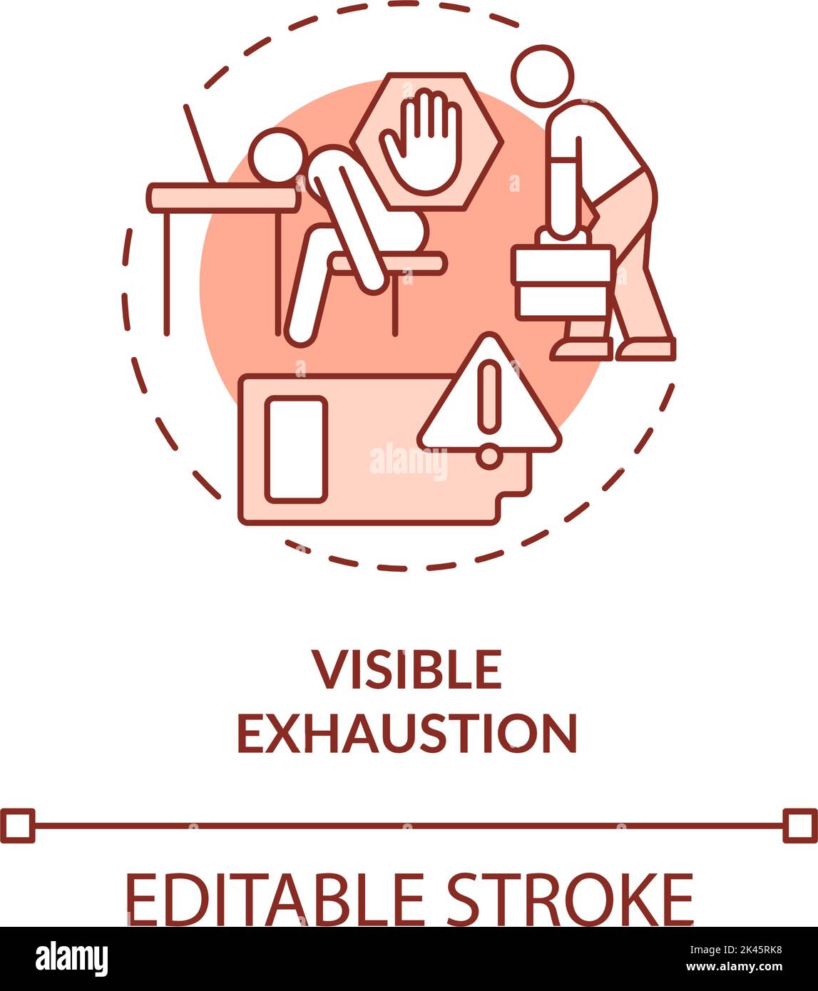 Visible exhaustion red concept icon Stock Vector