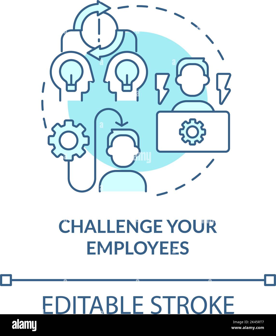 Challenge your employees blue concept icon Stock Vector