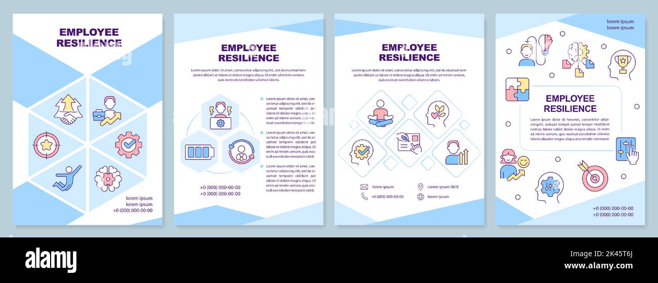 Workers resilience blue brochure template Stock Vector