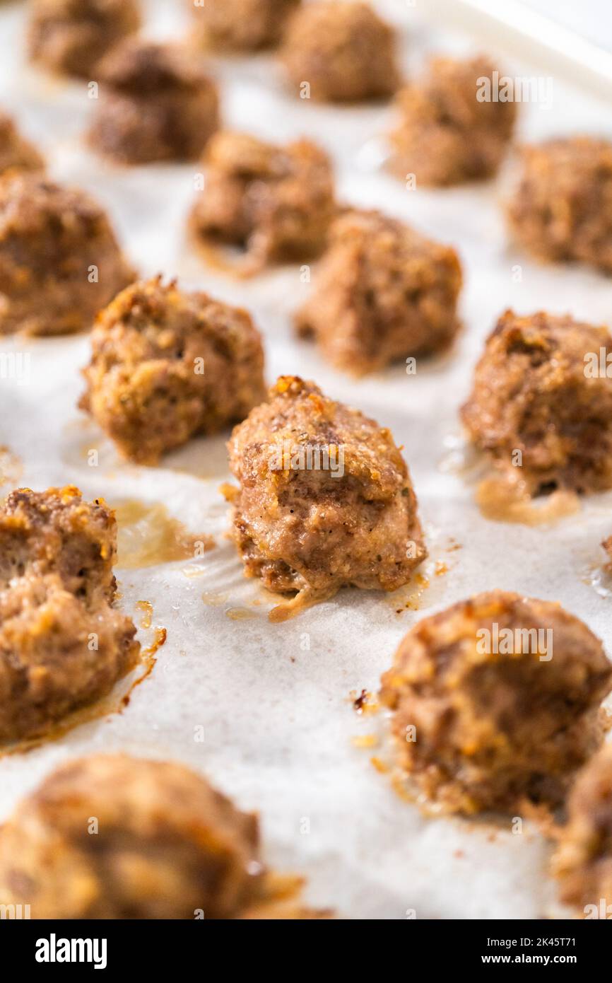 Oven Baked Meatballs Stock Photo Alamy