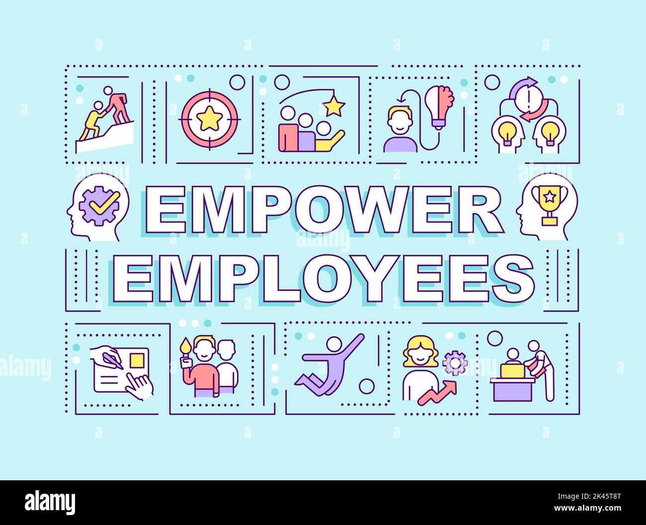Empower employees word concepts blue banner Stock Vector