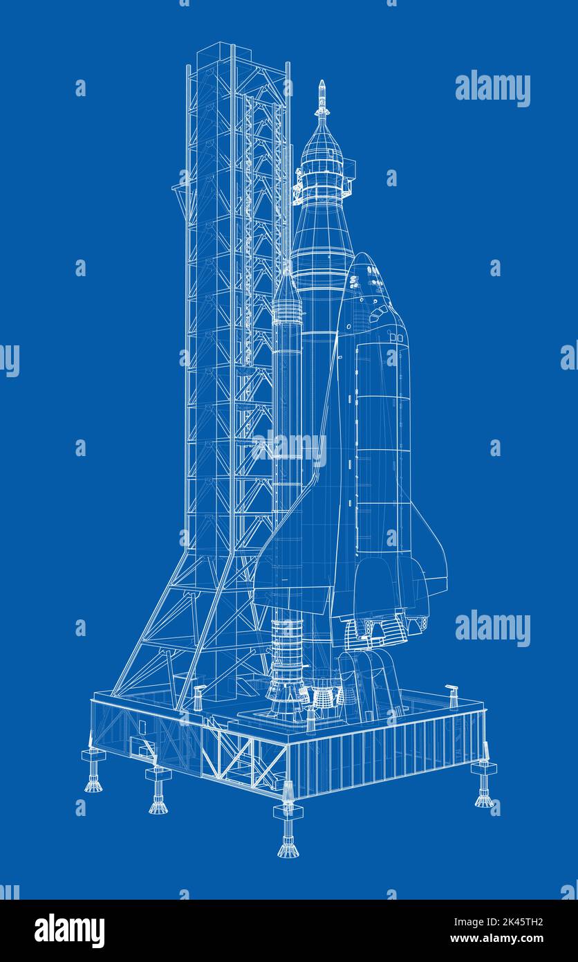 Rocket on launch pad Stock Vector Images - Alamy