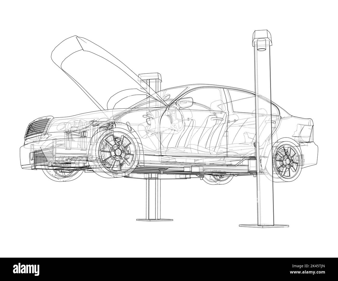 Car lift stand tower with car. Vector Stock Vector Image & Art Alamy