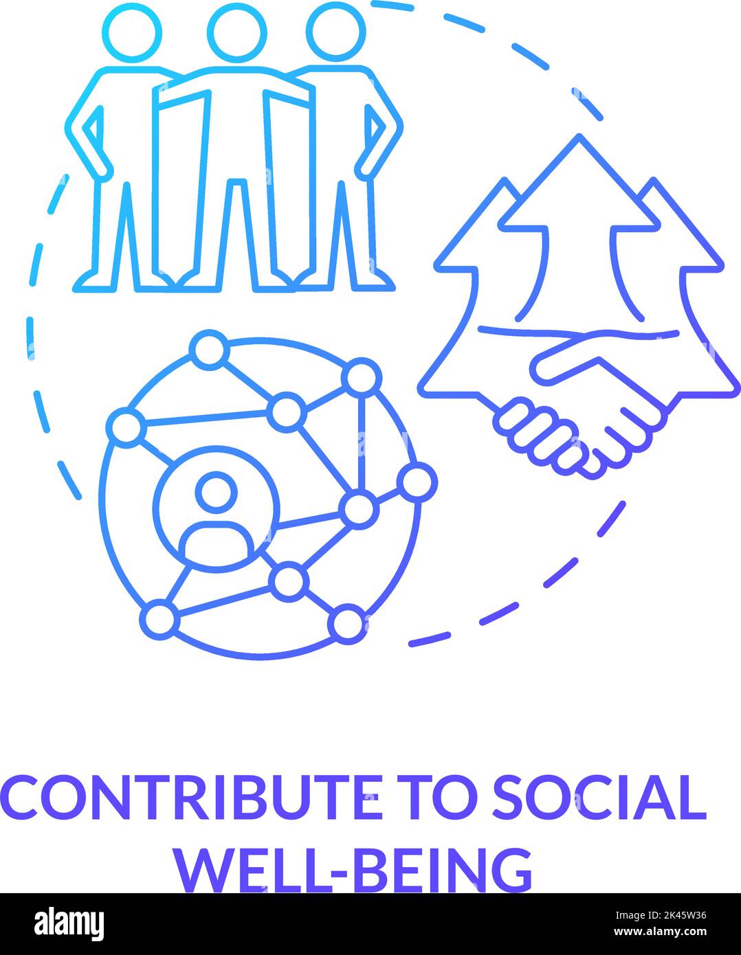 Contribute to social well-being blue gradient concept icon Stock Vector